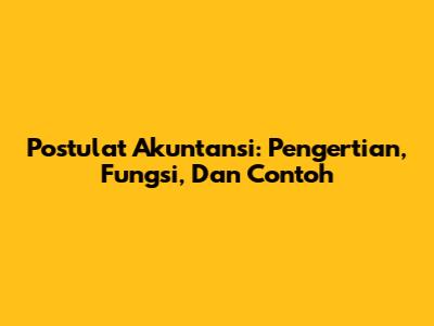 Postulat Akuntansi: Pengertian, Fungsi, Dan Contoh